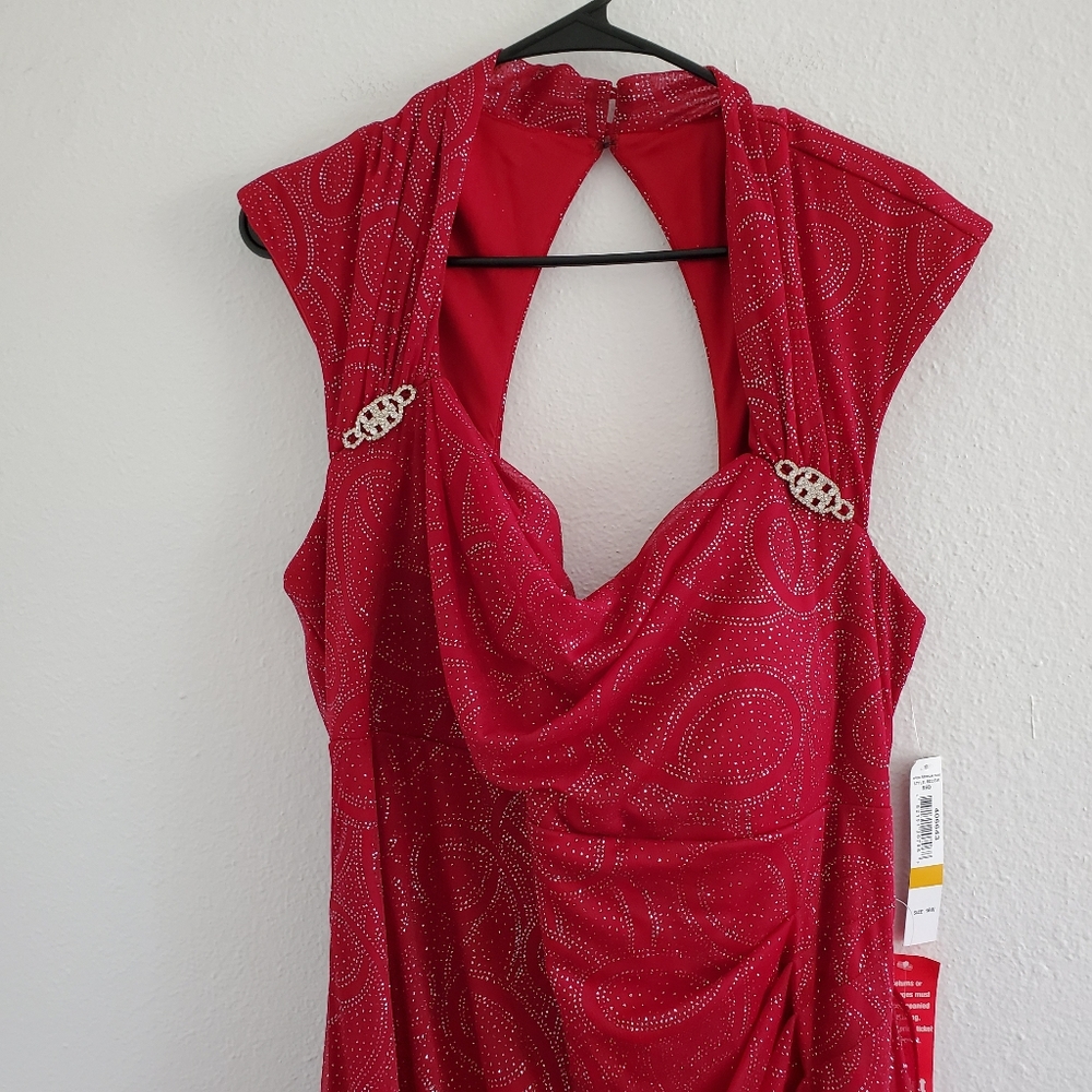 R&M Richards Red Sparkly Formal Dress
